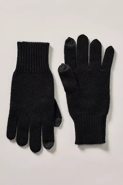 White & Warren Touchscreen Cashmere Gloves In Black