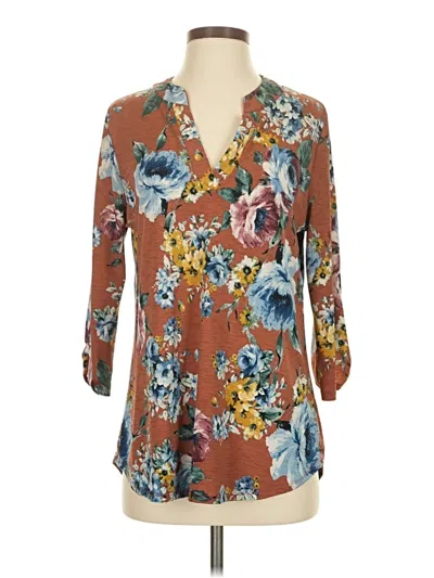 Pre-owned White Birch 3/4 Sleeve Blouse In Brown