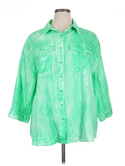 Pre-owned White Birch 3/4 Sleeve Button Down Shirt In Green