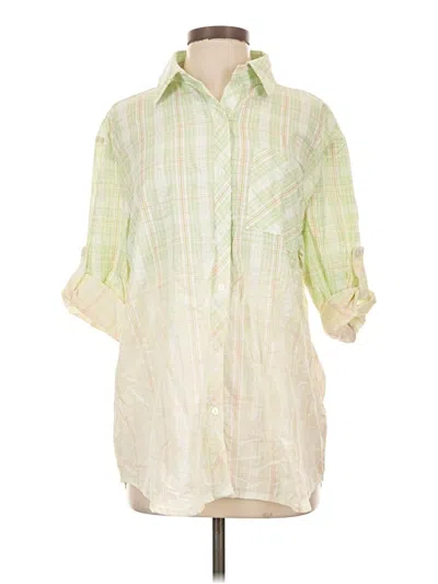 Pre-owned White Birch 3/4 Sleeve Button Down Shirt In Green