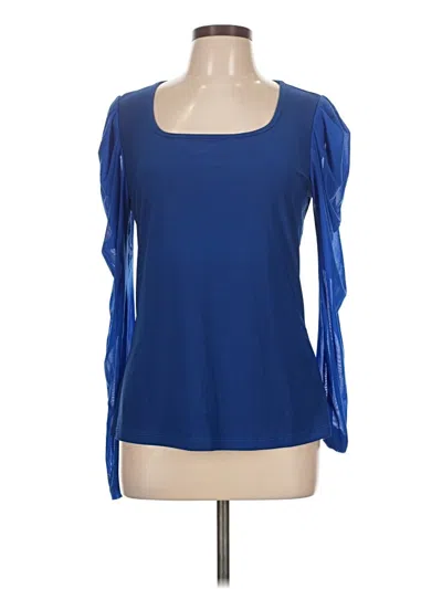 Pre-owned White Birch 3/4 Sleeve Top Blue Scoop Neck Tops