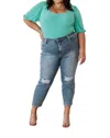 White Birch A Total Vision Square Neck Bodysuit In Mint In Green