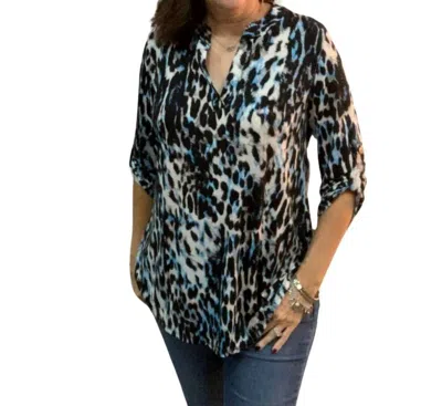 White Birch Animal Print Top In Blue