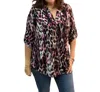 White Birch Animal Print Top In Fuchsia