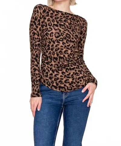 White Birch Aster Long Sleeve Top In Leopard In Brown