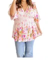 White Birch Bouquet A Day Floral Peplum Top In Light Pink In Pink