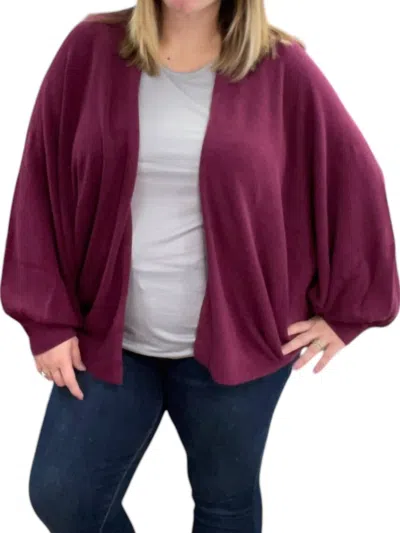 White Birch Cocoon Cardigan In Plum In Pink