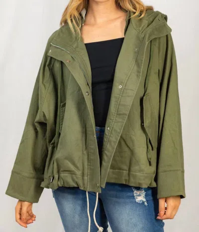 White Birch Cropped Anorak Jacket In Olive In Green