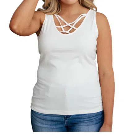 White Birch Cross Your Mind Tank Top In White