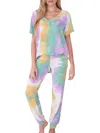 White Birch Deja Tie Dye Loungewear Set In Blue Multi In Multi