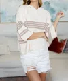 White Birch Don't Forget The Cold Foam Striped Hoodie In Cream In White