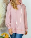 White Birch Drawstring Hoodie In Mauve In Multi