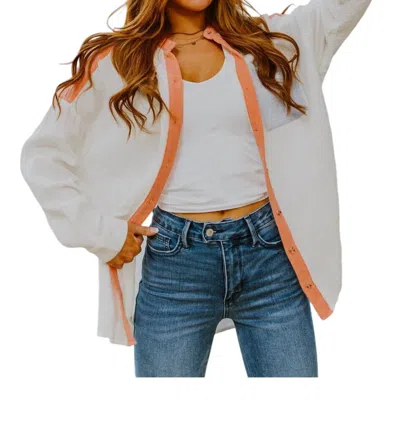White Birch Easy To Love Color Block Shirt In Off White
