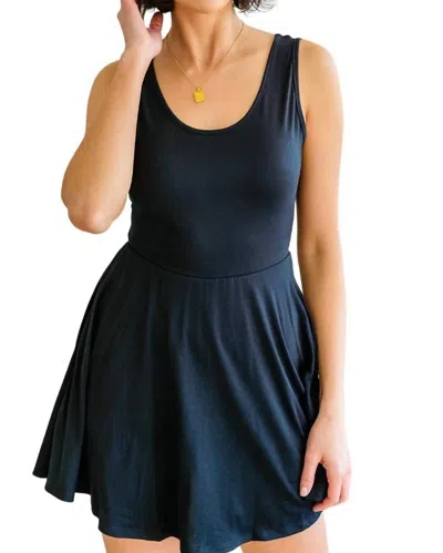 White Birch Effortless In Ebony Sleeveless Skort Dress In Black