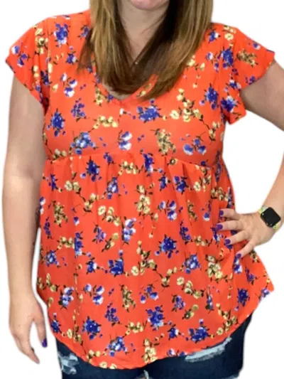 White Birch Empire Waist Tee In Coral In Multi