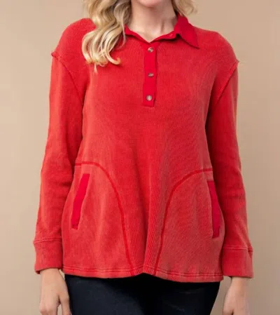 White Birch Everyday Ease Knit Top In Red