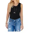 White Birch Felicity Tank Bodysuit In Black In Black