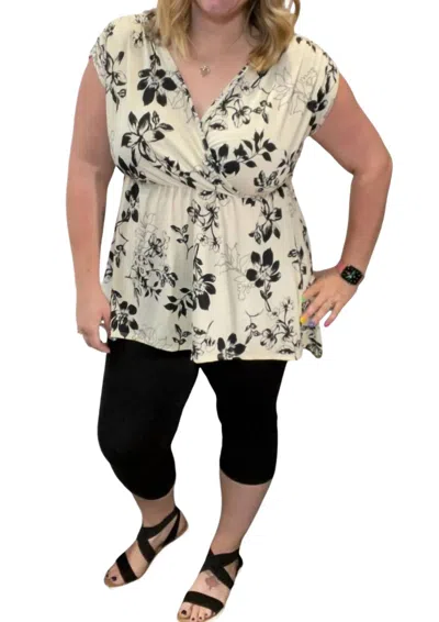 White Birch Floral Hi-low Tunic In Beige In Multi