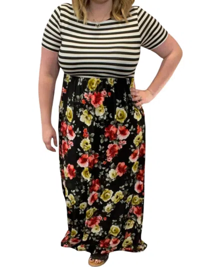 White Birch Floral Maxi Dress In Black In Multi