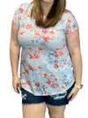 White Birch Floral Ruffle Tee In Grey In Grey