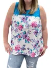 White Birch Floral Swing Tank Top In Teal/white In Multi