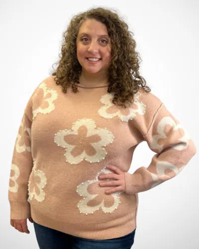 White Birch Flower Sweater In Pink In Neutral