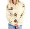White Birch Football Sequin Sweatshirt In Ecru In Neutral