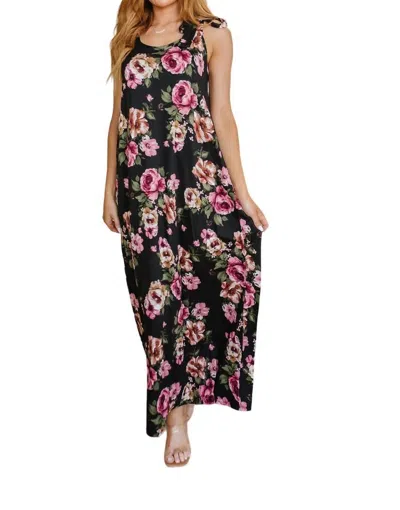 White Birch Fortuitous In Floral Maxi Dress In Black