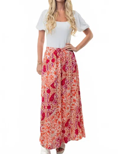 White Birch Full Size High Waisted Floral Woven Skirt In Orange
