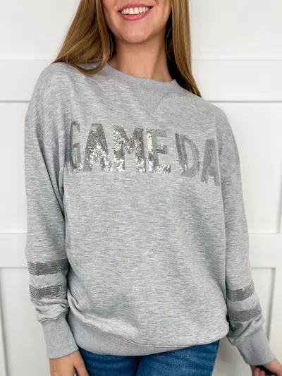 White Birch Game Day Sparkle Sweatshirt In Grey In Gray