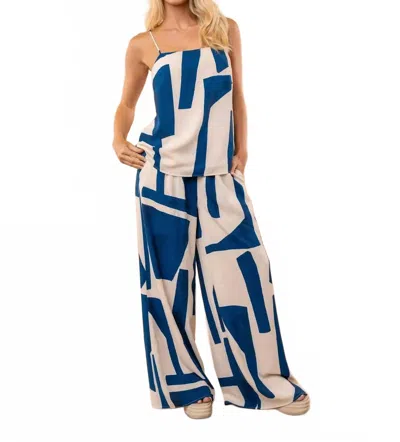 White Birch Geometric Print Knit Set In Navy/ White In Multi