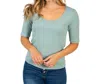White Birch Half Sleeve Solid Knit Top - Plus In Sage In Green