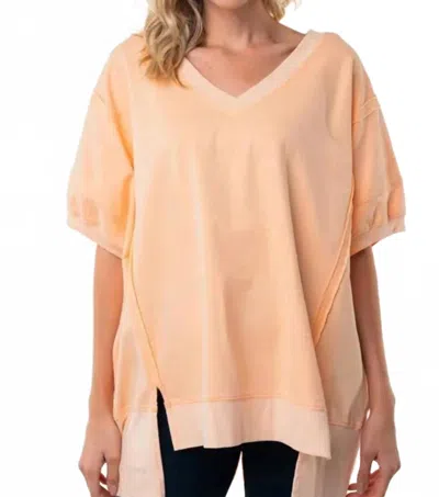 White Birch Half Sleeve Solid Top In Apricot In Neutral