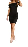 White Birch Head Over Heels Asymmetrical Neckline Dress In Black In Black