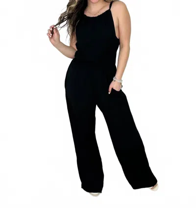 White Birch Just Keep Going Lightweight Jumpsuit In Black