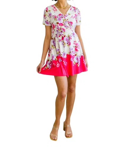 White Birch Keep Talking Floral Skort Dress In White/pink In Multi
