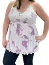 White Birch Lace Crochet Cloud Cami Tank Top In Lavender In Purple