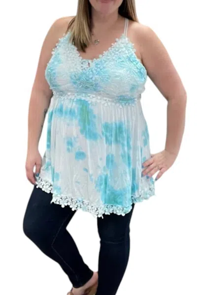 White Birch Lace Crochet Cloud Cami Top In Kelly Green