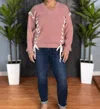 White Birch Laced With Love Sweater In Pink In Pink