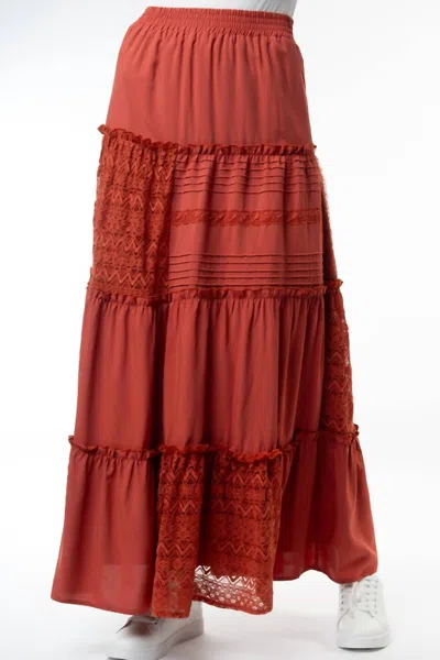 White Birch Laney Patchwork Maxi Skirt In Clay