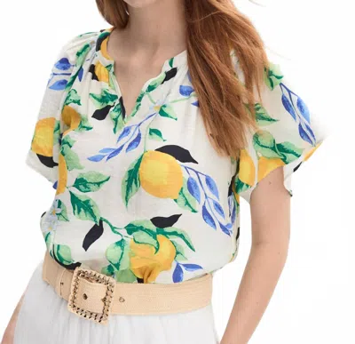 White Birch Lemon Flutter Blouse In Yellow In White