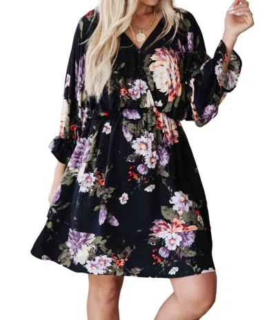 White Birch Leona Dress In Black In Multi