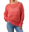White Birch Lightweight Open Knit Sweater In Coral Pink
