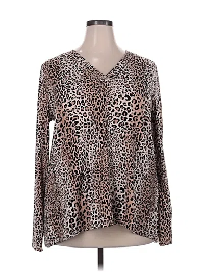 Pre-owned White Birch Long Sleeve Blouse In Brown