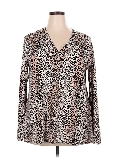 Pre-owned White Birch Long Sleeve Blouse In Brown