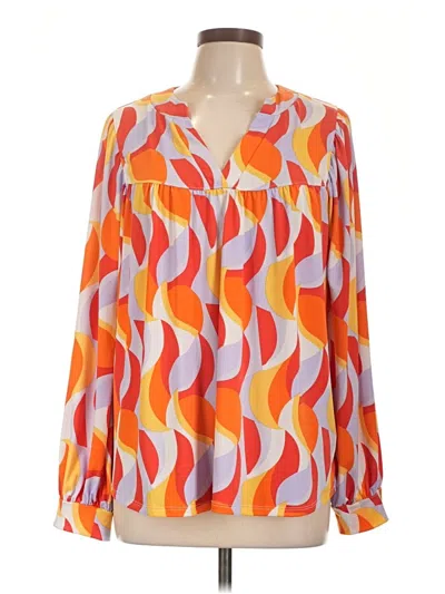 Pre-owned White Birch Long Sleeve Blouse In Orange