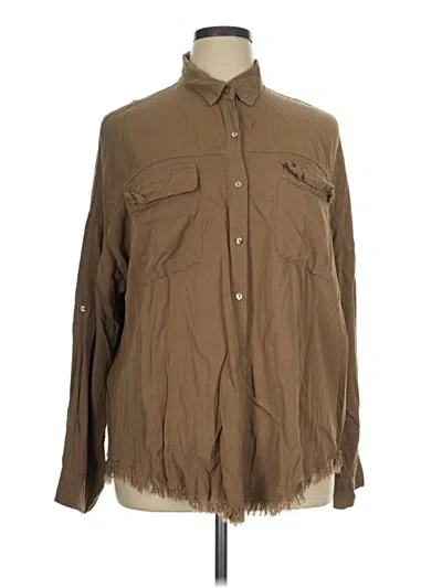 Pre-owned White Birch Long Sleeve Button Down Shirt In Brown