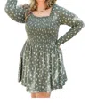 White Birch Long Sleeve Skort Dress In Green In Green