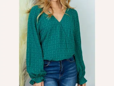 White Birch Long Sleeve Solid Knit Bodysuit In Green