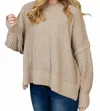 White Birch Long Sleeve Solid Knit Sweater In Beige In Neutral